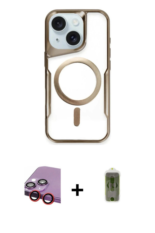 ieg™ iPhone 14 Kılıf Yadigar Klasik Özel Seri - Siyah Joko Magic 5D Hayalet Cam + Kırmızı Raze Metal