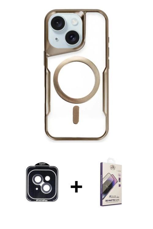 ieg™ iPhone 14 Kılıf Yadigar Klasik Özel Seri - Siyah Bilvis 3D Mat Cam Ekran Koruyucu + Siyah PVD M