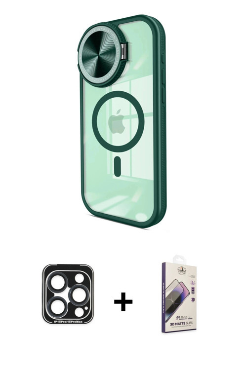 ieg™ iPhone 15 Pro Max Kılıf Kıvılcım Modern Koleksiyonu - Siyah Bilvis 3D Mat Cam Ekran Koruyucu +