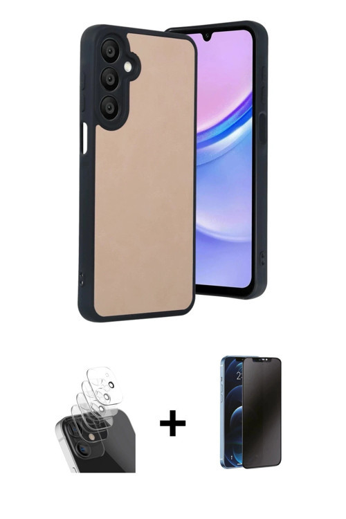 ieg™ Galaxy A15 4G Kılıf Kıvılcım Işık Serisi - Siyah 3D Antistatik Hayalet Cam Ekran Koruyucu + Şef