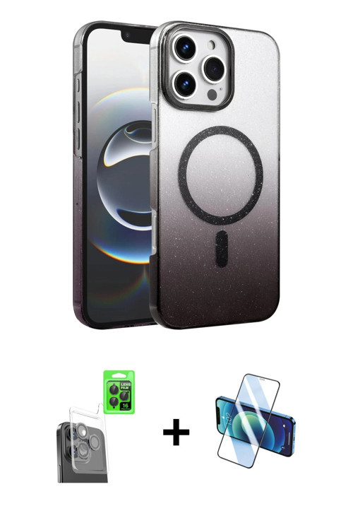 ieg™ iPhone 16 Pro Max Kılıf Ahenk Doku Özel Seri - Siyah 3D Antistatik Seramik Nano Ekran Koruyucu