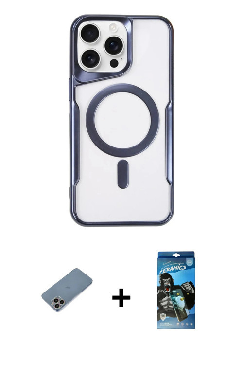 ieg™ iPhone 11 Pro Max Kılıf Yadigar Klasik Özel Seri - Siyah 34D Izgaralı Cam + Gökkuşağı Shine Kam
