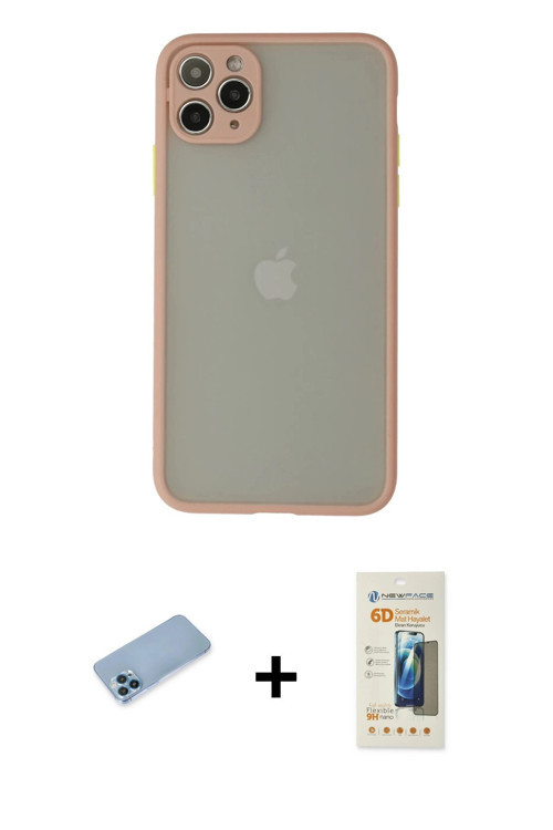 ieg™ iPhone 12 Pro Max Kılıf Ahenk Çizgi Serisi - Siyah 6D Mat Seramik Hayalet Nano Ekran Koruyucu +