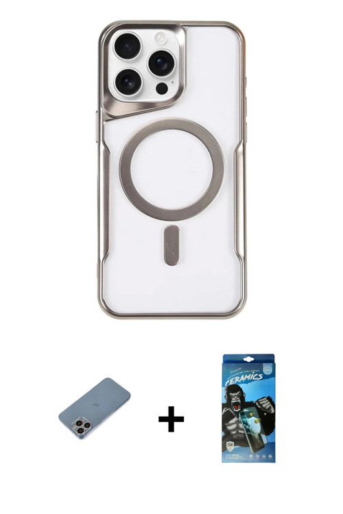 ieg™ iPhone 11 Pro Max Kılıf Yadigar Klasik Özel Seri - Siyah 34D Izgaralı Cam + Gökkuşağı Shine Kam