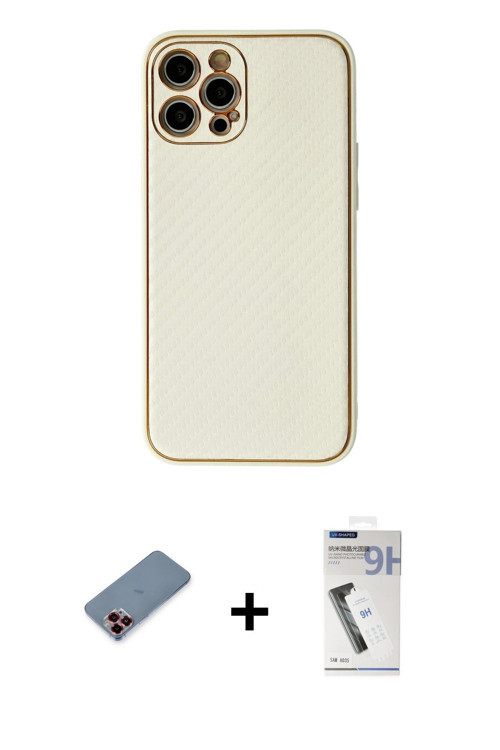ieg™ iPhone 12 Pro Kılıf Ahenk Işık - Şeffaf Uv Polymer Nano Ekran Koruyucu + Kırmızı Metal Kamera L