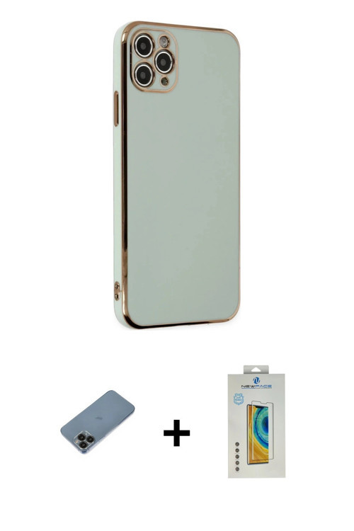 ieg™ iPhone 11 Pro Max Kılıf Yankı Serisi - Siyah Polymer Nano Ekran Koruyucu + Siyah Shine Kamera L