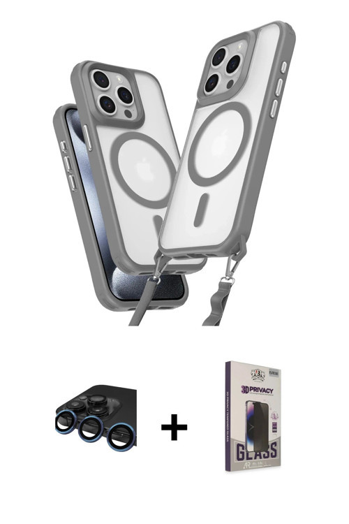 ieg™ iPhone 15 Pro Max Kılıf Atlas Doku Koleksiyonu - Siyah Bilvis Hayalet Cam Ekran Koruyucu + Laci