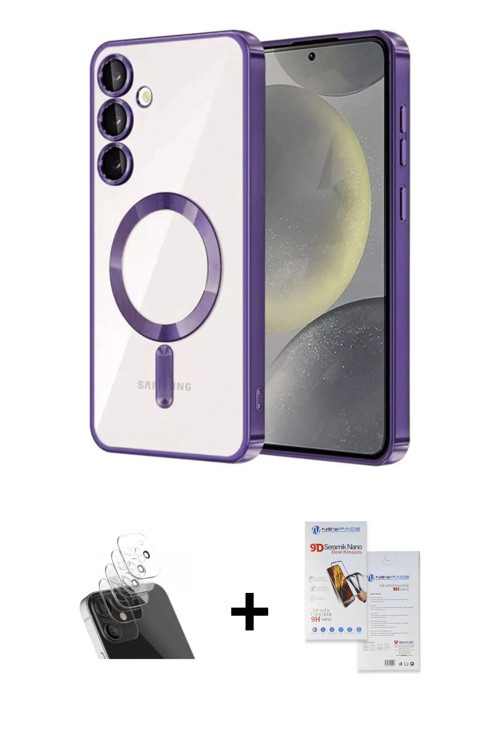 ieg™ Galaxy S23 Plus Kılıf Nova Işık Özel Seri - Siyah Seramik Nano Ekran Koruyucu + Şeffaf Kamera L