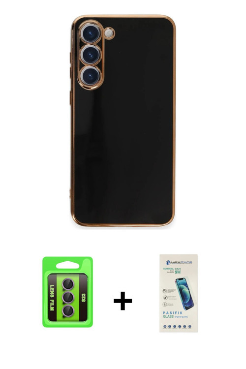 ieg™ Galaxy S23 Kılıf Yankı Serisi - Şeffaf Pasifik Cam Ekran Koruyucu + Mor Raze Metal Kamera Lens