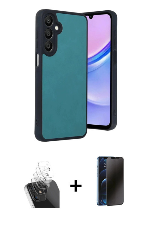 ieg™ Galaxy A15 4G Kılıf Kıvılcım Işık Serisi - Siyah 3D Antistatik Hayalet Cam Ekran Koruyucu + Şef
