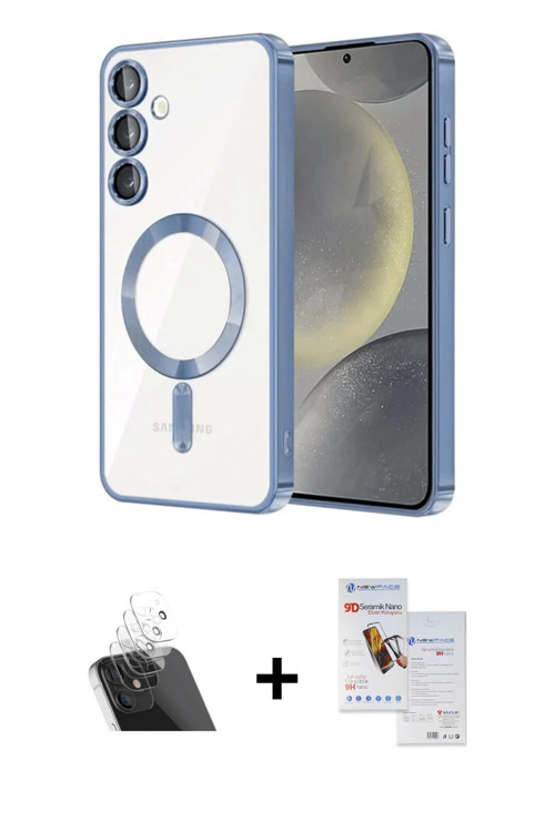 ieg™ Galaxy S23 Plus Kılıf Nova Işık Özel Seri - Siyah Seramik Nano Ekran Koruyucu + Şeffaf Kamera L