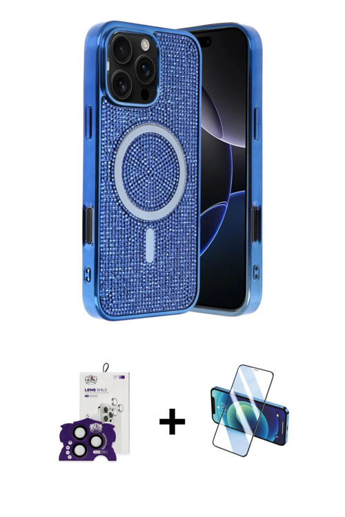 ieg™ iPhone 16 Pro Max Kılıf Eksen Çizgi - Siyah 3D Antistatik Seramik Nano Ekran Koruyucu + Siyah B