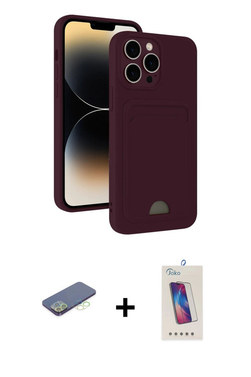 ieg™ iPhone 13 Pro Max Kılıf Vadi Çizgi Prime - Siyah Joko 5D Cam + Yeşil Renkli Kamera Lens Koruma