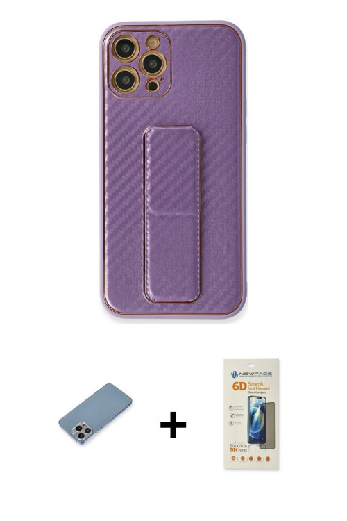 ieg™ iPhone 12 Pro Kılıf Yörünge Yansıma - Siyah 6D Mat Seramik Hayalet Nano Ekran Koruyucu + Gökkuş
