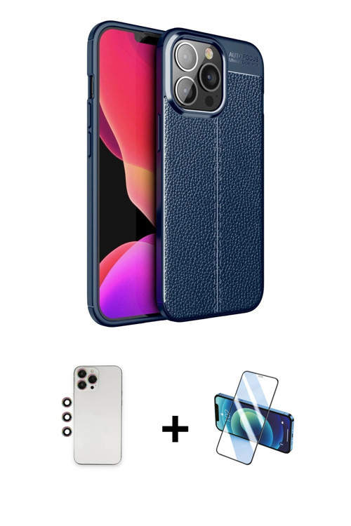 ieg™ iPhone 13 Pro Max Kılıf Doruk Klasik Özel Seri - Siyah 3D Antistatik Cam Ekran Koruyucu + Gökku