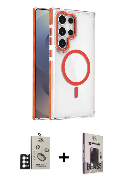 ieg™ Galaxy S25 Ultra Kılıf Kozmos Doku Koleksiyonu - Siyah Bilvis Hayalet Cam Ekran Koruyucu + Gümü