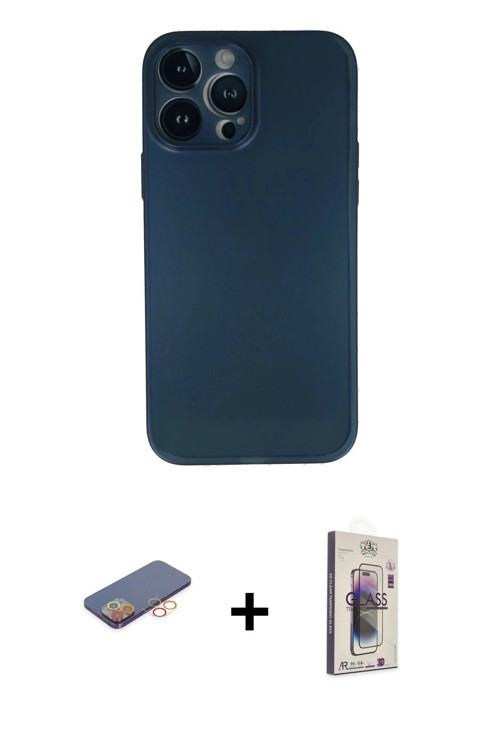ieg™ iPhone 13 Pro Max Kılıf Yadigar Yansıma Serisi - Siyah Bilvis 3D Cam Ekran Koruyucu + Turuncu R