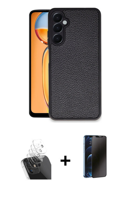 ieg™ Galaxy A15 4G Kılıf Kıvılcım Işık Serisi - Siyah 3D Antistatik Hayalet Cam Ekran Koruyucu + Şef