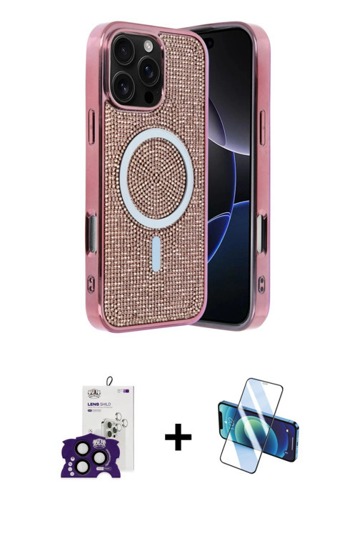 ieg™ iPhone 16 Pro Max Kılıf Eksen Çizgi - Siyah 3D Antistatik Seramik Nano Ekran Koruyucu + Siyah B