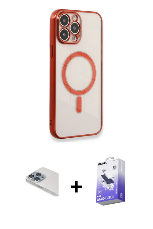 ieg™ iPhone 13 Pro Max Kılıf Doruk Minimal - Siyah Bilvis 5in1 5D Magic Hayalet Cam Ekran Koruyucu +