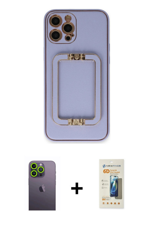 ieg™ iPhone 12 Pro Kılıf Kozmos Minimal Prime - Siyah 6D Mat Seramik Hayalet Nano Ekran Koruyucu + Y