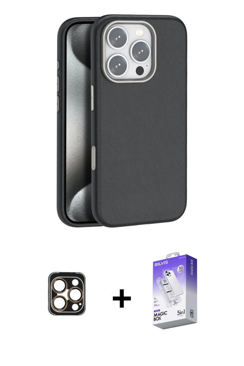 ieg™ iPhone 16 Pro Max Kılıf Zirve Modern Prime - Siyah Bilvis 5in1 3D Magic Cam Ekran Koruyucu + Go