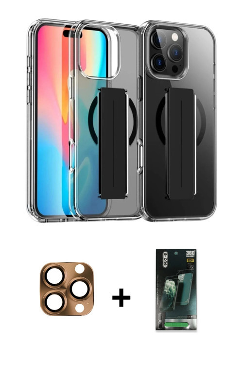 ieg™ iPhone 16 Pro Max Kılıf Nova Işık Koleksiyonu - Siyah 360 Mat Full Body Arka Koruyucu + Çöl Tit