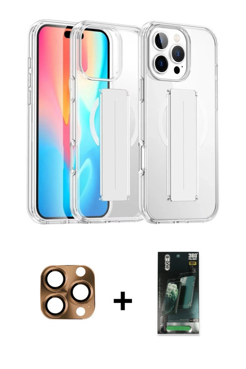 ieg™ iPhone 16 Pro Max Kılıf Nova Işık Koleksiyonu - Siyah 360 Mat Full Body Arka Koruyucu + Çöl Tit