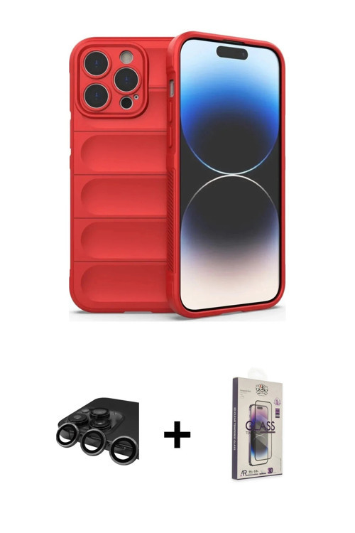 ieg™ iPhone 15 Pro Kılıf Atlas Koleksiyonu - Siyah Bilvis 3D Cam Ekran Koruyucu + Titanyum Gri Raze
