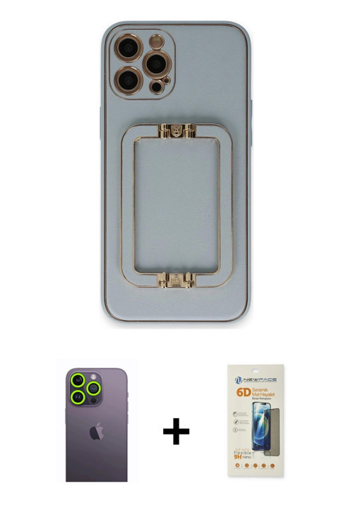ieg™ iPhone 12 Pro Kılıf Kozmos Minimal Prime - Siyah 6D Mat Seramik Hayalet Nano Ekran Koruyucu + Y