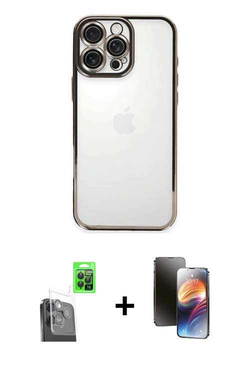 ieg™ iPhone 16 Pro Max Kılıf Vadi Minimal - Siyah 3D Antistatik Mat Seramik Nano Ekran Koruyucu + Si