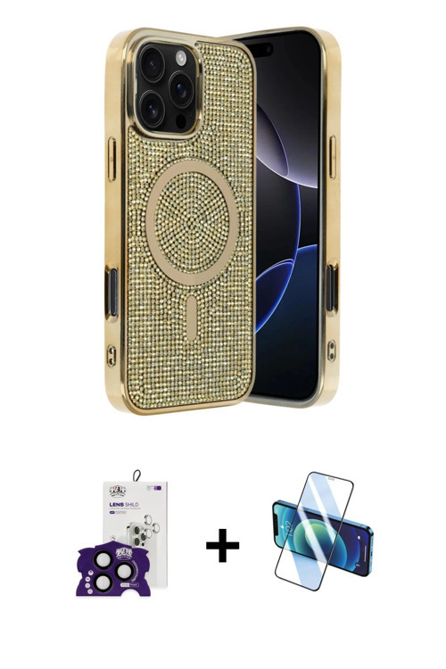 ieg™ iPhone 16 Pro Max Kılıf Eksen Çizgi - Siyah 3D Antistatik Seramik Nano Ekran Koruyucu + Siyah B