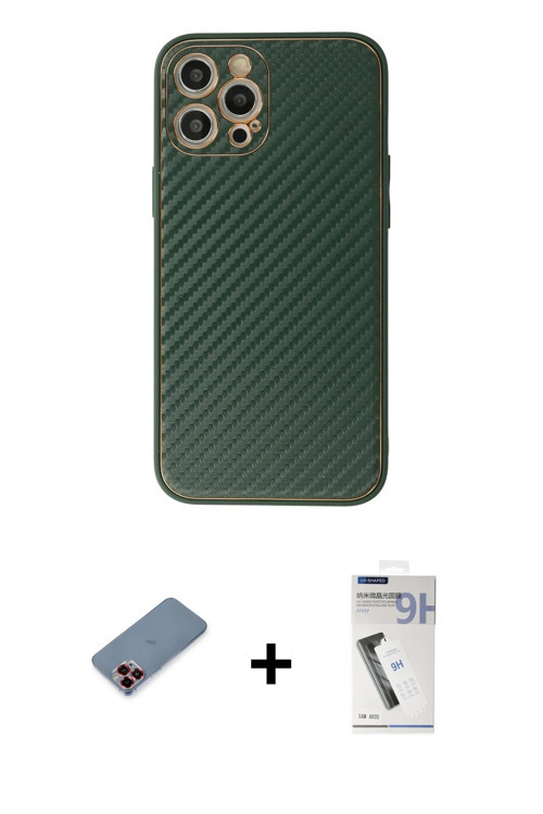 ieg™ iPhone 12 Pro Kılıf Ahenk Işık - Şeffaf Uv Polymer Nano Ekran Koruyucu + Kırmızı Metal Kamera L