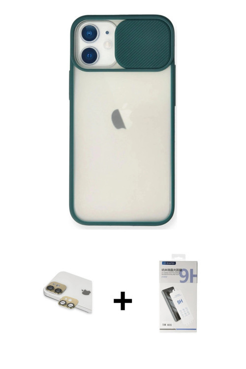 ieg™ iPhone 11 Kılıf Vadi Çizgi - Şeffaf Uv Polymer Nano Ekran Koruyucu + Gold Pers Alüminyum Kamera