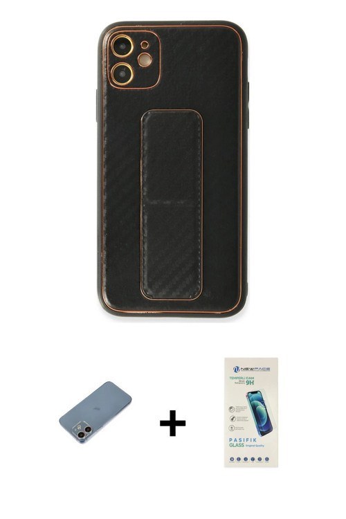 ieg™ iPhone 12 Kılıf Yörünge Yansıma - Şeffaf Pasifik Cam Ekran Koruyucu + Gökkuşağı Shine Kamera Le