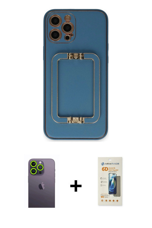 ieg™ iPhone 12 Pro Kılıf Kozmos Minimal Prime - Siyah 6D Mat Seramik Hayalet Nano Ekran Koruyucu + Y
