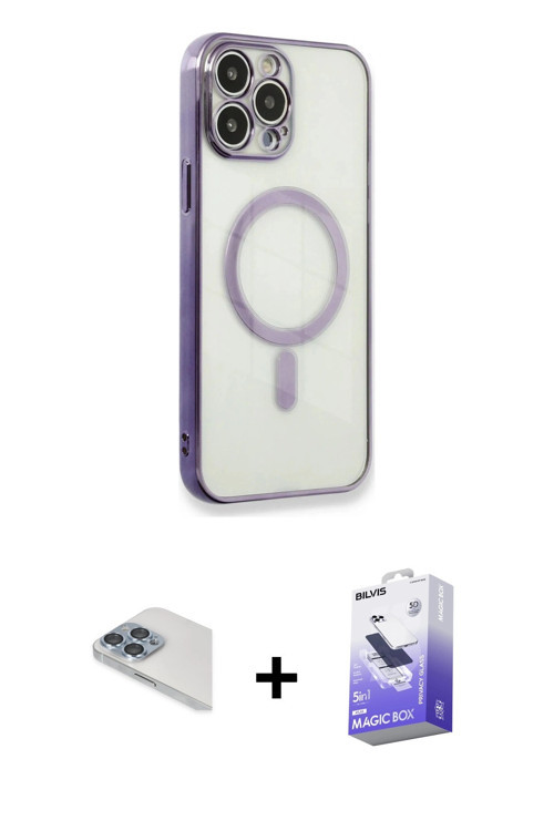 ieg™ iPhone 13 Pro Max Kılıf Doruk Minimal - Siyah Bilvis 5in1 5D Magic Hayalet Cam Ekran Koruyucu +