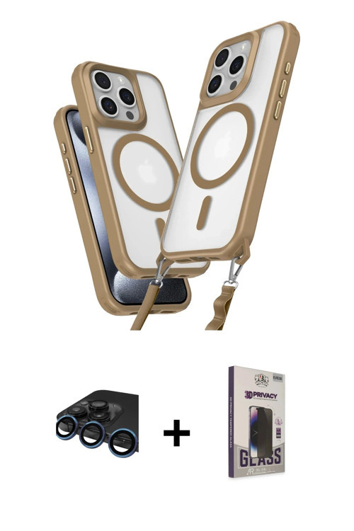 ieg™ iPhone 15 Pro Max Kılıf Atlas Doku Koleksiyonu - Siyah Bilvis Hayalet Cam Ekran Koruyucu + Laci