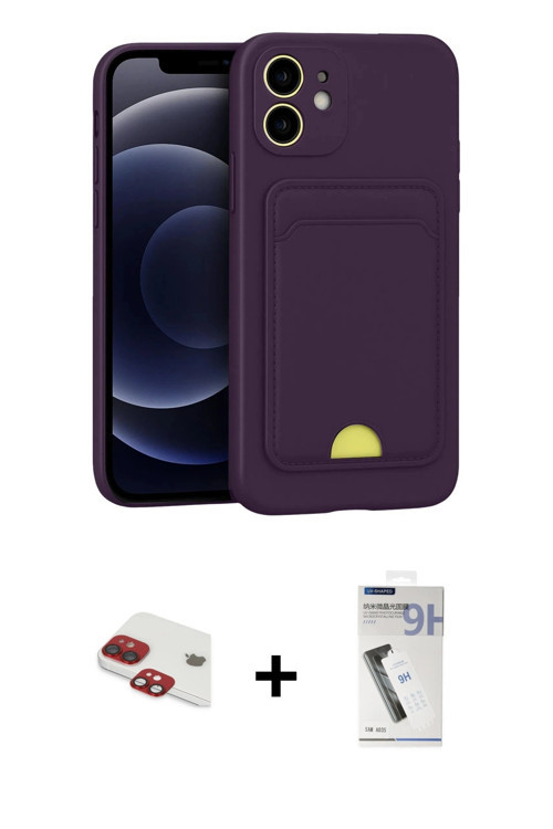 ieg™ iPhone 11 Kılıf Vadi Çizgi Prime - Şeffaf Uv Polymer Nano Ekran Koruyucu + Kırmızı Pers Alüminy