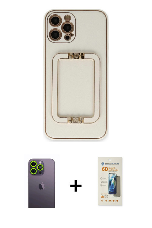 ieg™ iPhone 12 Pro Kılıf Kozmos Minimal Prime - Siyah 6D Mat Seramik Hayalet Nano Ekran Koruyucu + Y
