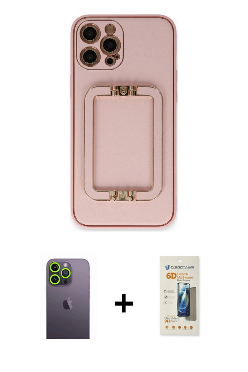 ieg™ iPhone 12 Pro Kılıf Kozmos Minimal Prime - Siyah 6D Mat Seramik Hayalet Nano Ekran Koruyucu + Y