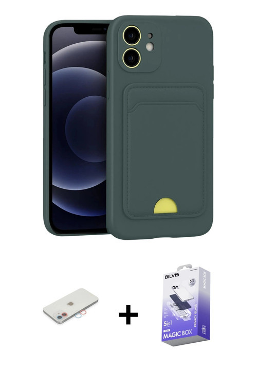ieg™ iPhone 11 Kılıf Vadi Çizgi Prime - Siyah Bilvis 5in1 5D Magic Hayalet Cam Ekran Koruyucu + Pemb
