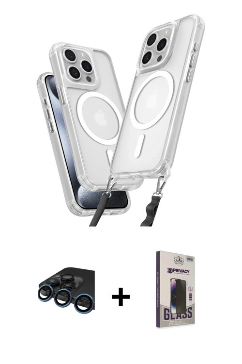 ieg™ iPhone 15 Pro Max Kılıf Atlas Doku Koleksiyonu - Siyah Bilvis Hayalet Cam Ekran Koruyucu + Laci