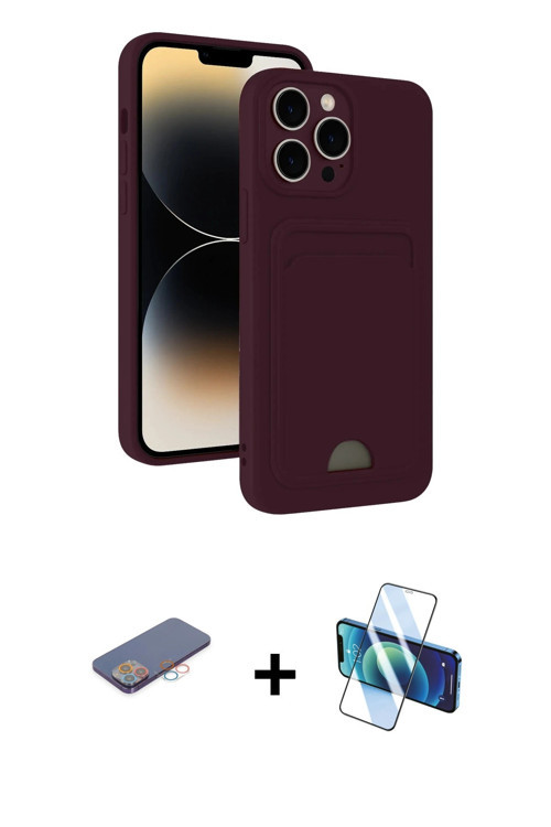ieg™ iPhone 13 Pro Kılıf Vadi Çizgi Prime - Siyah 3D Antistatik Seramik Nano Ekran Koruyucu + Pembe