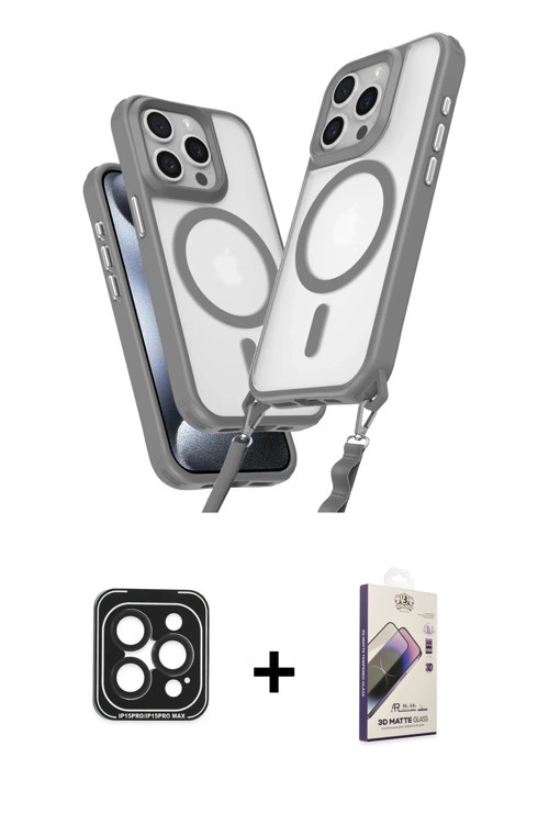 ieg™ iPhone 15 Pro Max Kılıf Atlas Doku Koleksiyonu - Siyah Bilvis 3D Mat Cam Ekran Koruyucu + Siyah