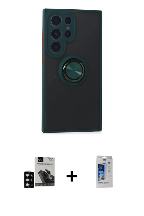 ieg™ Galaxy S24 Ultra Kılıf Yörünge Çizgi - Siyah Durable Full Glue Curved Cam + Siyah PVD Metal Kam