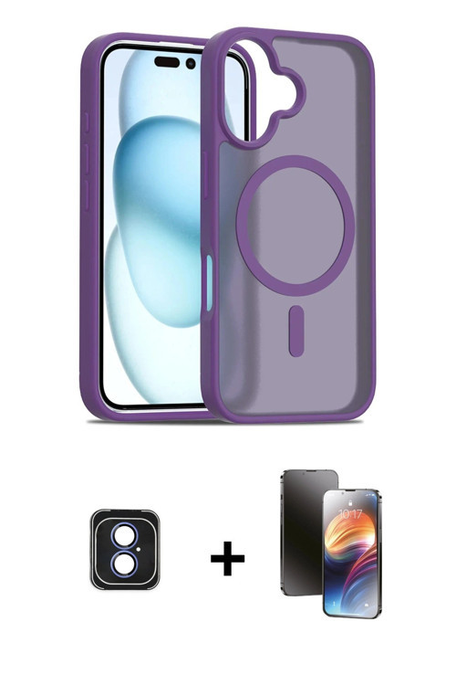 ieg™ iPhone 16 Kılıf Siluet Minimal Prime - Siyah 3D Antistatik Mat Seramik Nano Ekran Koruyucu + Ma