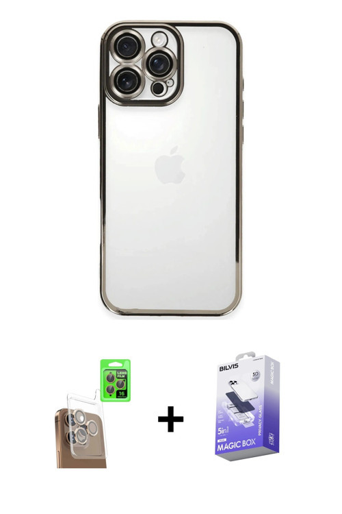 ieg™ iPhone 16 Pro Max Kılıf Vadi Minimal - Siyah Bilvis 5in1 5D Magic Hayalet Cam Ekran Koruyucu +