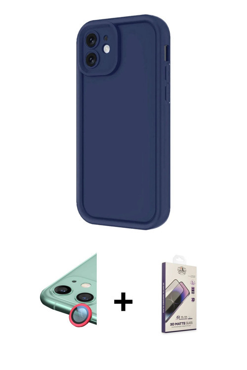 ieg™ iPhone 11 Kılıf Yankı Yansıma Özel Seri - Siyah Bilvis 3D Mat Cam Ekran Koruyucu + Kırmızı Raze
