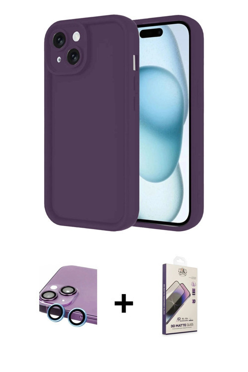 ieg™ iPhone 14 Kılıf Yankı Yansıma Özel Seri - Siyah Bilvis 3D Mat Cam Ekran Koruyucu + Mavi Raze Me